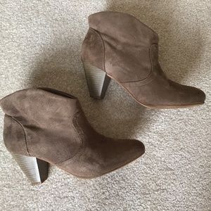 Charlotte Russe Ankle High Beige Faux Suede Boots